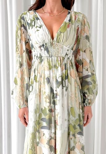 Image of Sissyaki Womens Long Sleeve Summer Maxi Dress 2026 Floral Dress Spring Wedding Guest Dress