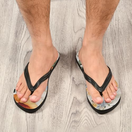 Mens Flip Flops Butterfly Flower SpringSandal Flip Flops for Women Summer Beach Slipper 214B25344