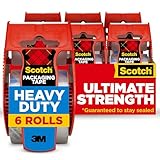 Scotch Heavy Duty Shipping Packaging Tape, 1.88 Inches x 800 Inches, 6 Rolls with Dispenser (142-6)