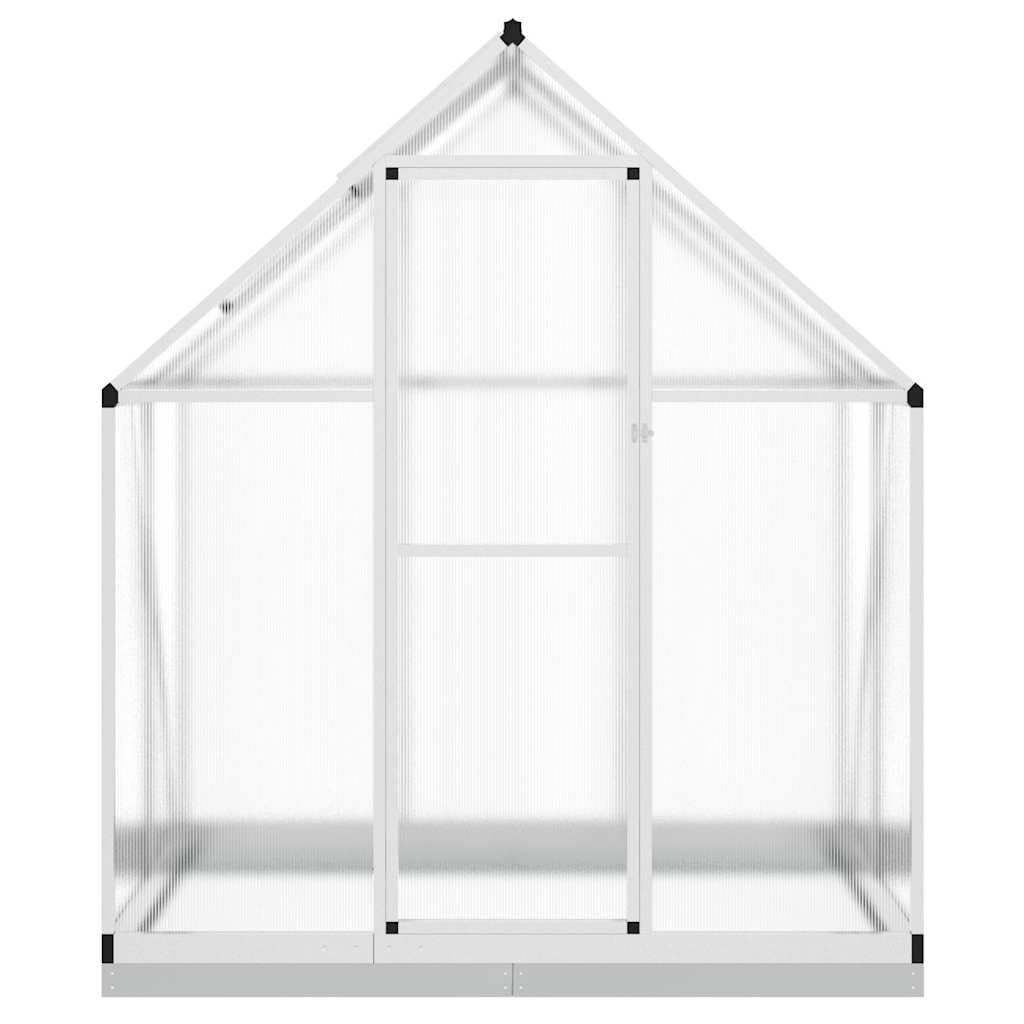 Serra con base in alluminio, 169 x 114 x 202 cm, argento, pannelli in policarbonato da 4 mm, con grondaie e 5 finestre di ventilazione per pomodori, erbe, verdure, giardinaggio hobby