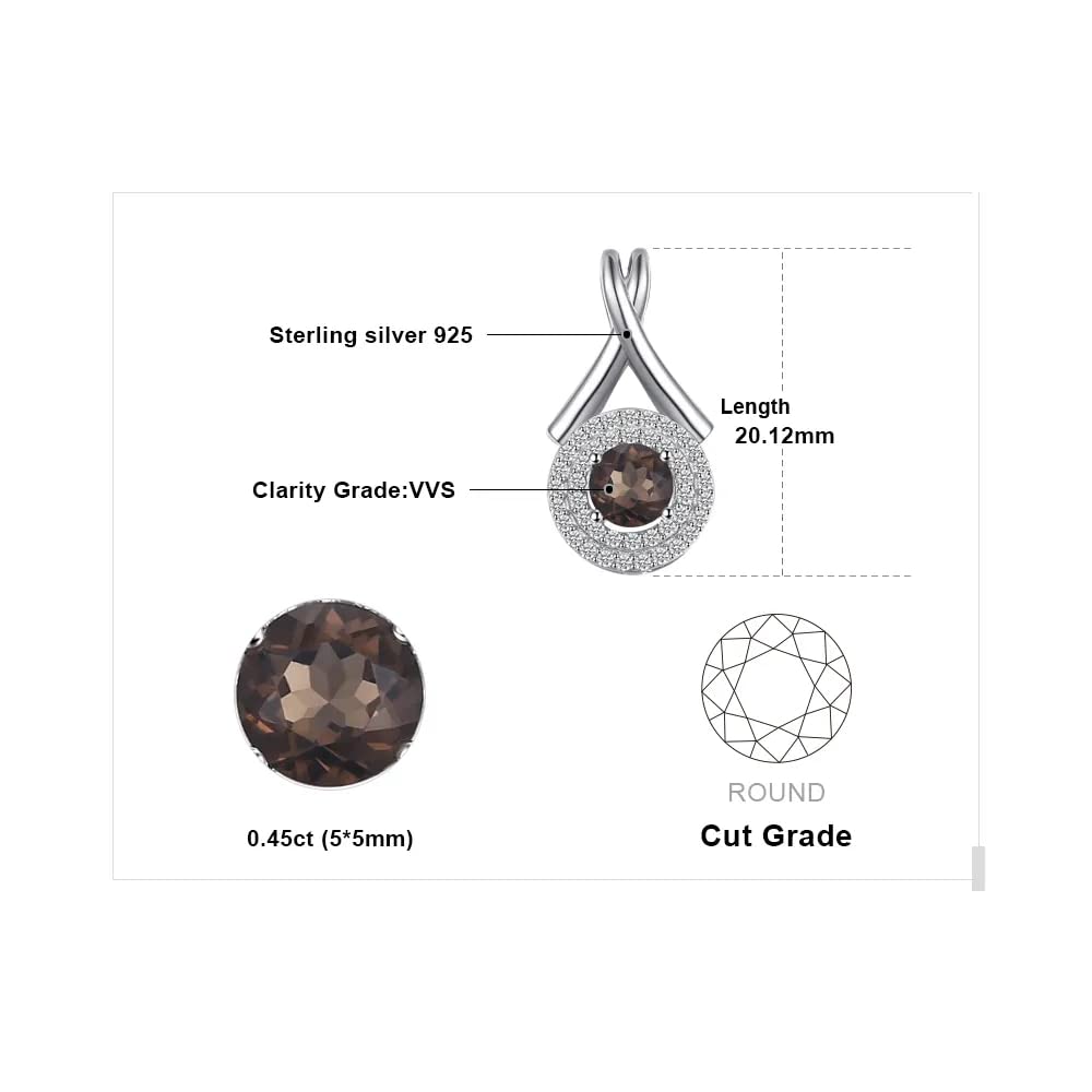 Collana Pendente in Argento Sterling in Argento Argento fumé Naturale Rotonda 925 per Le Donne Girocollo di Pietre preziose Senza Catena