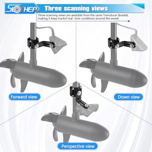 Image of Slother 010-12970-00 Perspective Mode Transducer Mount Compatible with Garmin Panoptix Livescope LVS32 Transducer Bracket,Pole Mount Fish Finder Mount