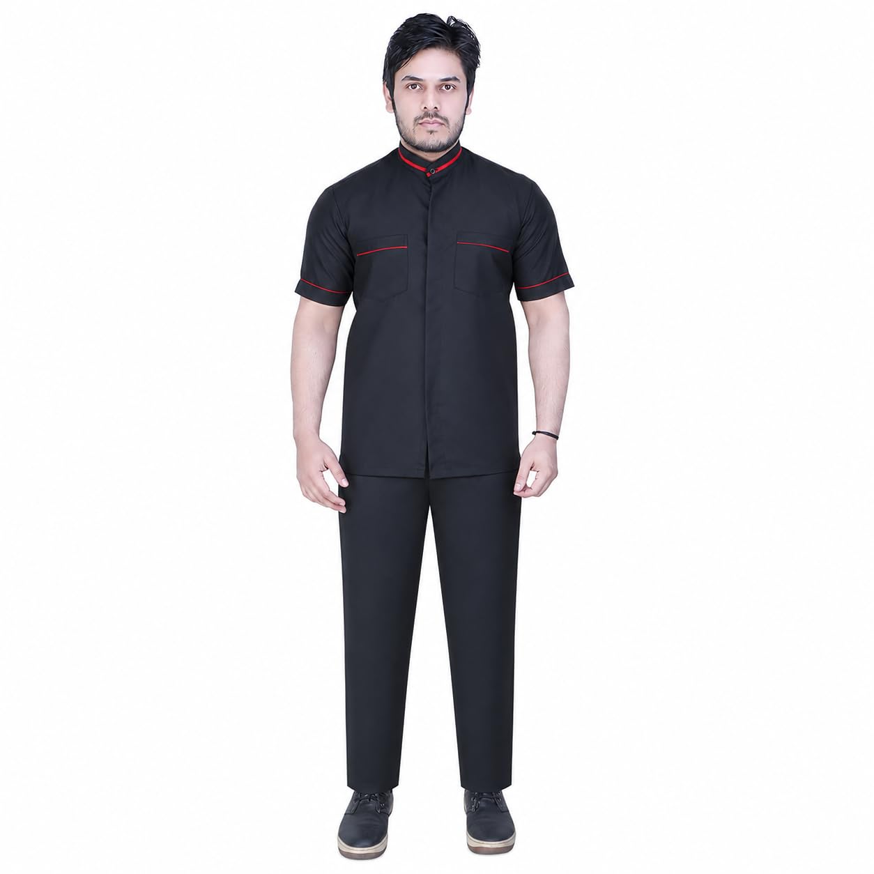 Waiter, Hotel, Restaurant, Catering Staff Uniform, Dress (Full Set), Dark Blue, Sizes-image-26