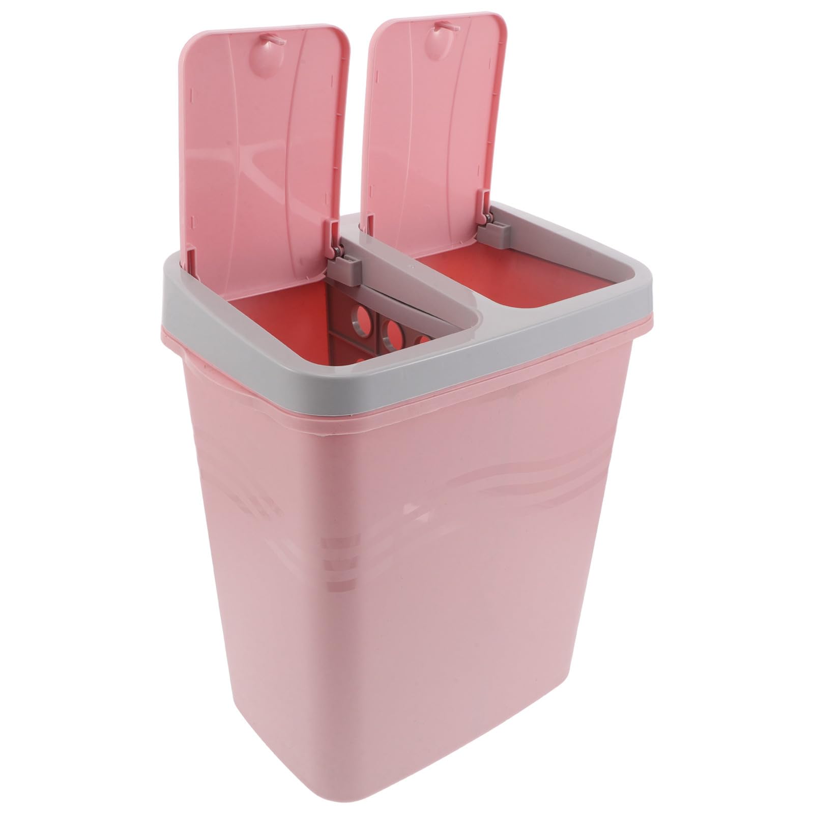 SHERCHPRY Poubelle de Bureau en Plastique Double Compartiment Séparation Humide et Sèche avec Couvercle Facile à Nettoyer, pour Bureau et Salle de Bain