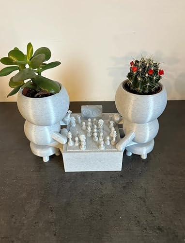 Unique 3D Printed Chess Plant Holder for Succulents & Cacti