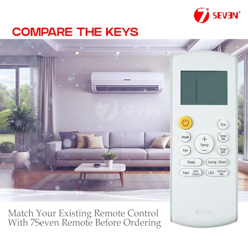 Image of 7SEVEN Compatible with Samsung AC Remote Control RG57Y2 /BGEF Model 184B Suitable for 1 1.5 2 Ton Penta Series Inverter Spilt Air Conditioner - Match Keys Exactly with Existing Remote Function