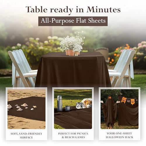 Utopia Bedding Flat Sheet - Soft Brushed Microfiber Fabric - Shrinkage & Fade Resistant Top Sheet - Easy Care - 1 Flat Sheet Only (King, Brown)