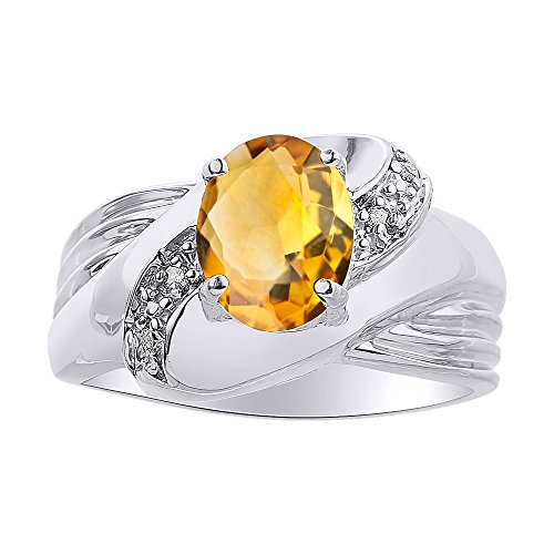 Ensemble de bagues citrine et diamant en argent, le cadeau de naissance idéal.