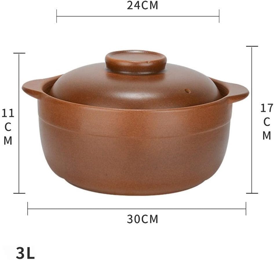 Ceramiczny garnek do gotowania, trwały garnek gliniany z pokrywką do otwartego ognia - idealny do duszenia i pieczenia