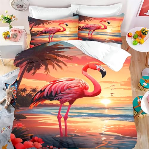 FABTOP Flamingo Bettwäsche 135x200 Rosa Flamingo Bettbezug Süßes Tier...