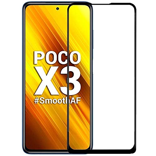 Image of Tempered Glass Screen Protector Compatible For Poco X3 Full Screen Coverage (Except Edge to Edge) and Free Complete Easy Installation kit.