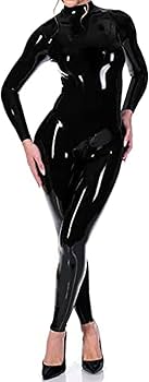 ラバースーツ キャットスーツ ラテックス 背面ジッパー 背中から股間までジッパー付きのラテックスキャットスーツ