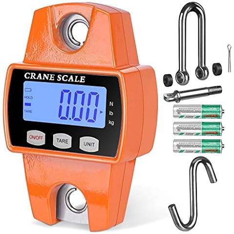 RoMech Digitale Hängewaage mit Haken, 300 kg, Mini-Kranwaage für Bauernhof, Jagd, Angeln, Outdoor (Aluminiumguss, Orange) Cover
