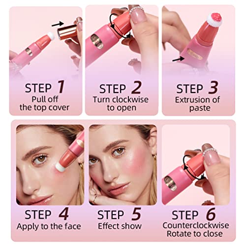 Rosarden Matte Beauty Blush Wand, Blush Stick For Cheek, Quick Dry Waterproof Face Blush Liquid, Creamy Face Blush With Cushion Applicator, Lightweight Soft Cream Blush Makeup For Women And Girls, Pink Red Blush #TOP7