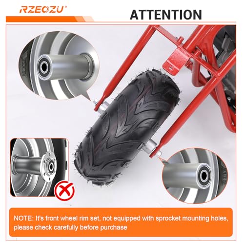 Image of 145 /70-6 Tires, Mini Bike Front Wheels Rims and Tires Assembly Kit Compatible with Coleman CT100U CC100X Baja DB30 Motovox MBX10 MBX11 Monster Moto 80 105cc Minibike Go Kart Parts V-Tread Tire