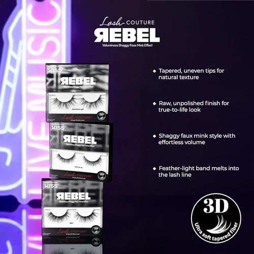 KISS Lash Couture Rebel Collection, False Eyelashes, 'Downtown Girl', 14 mm, Includes 1 Pair Of Lash, Contact Lens Friendly, Easy to Apply, Reusable Strip Lashes (Pack of 2) - image 7