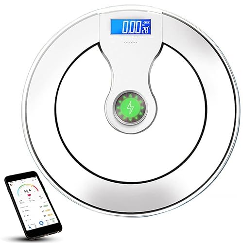 Kimystam Scale For Body Weight, 11.8In Battery-Free Solar Power Digital Bathroom Smart Scale Bluetooth Body Fat Scale, Body Composition Monitor With App,180Kg #TOP16
