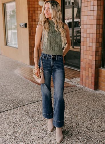 SHEWIN Wide Leg Jeans for Women Trendy High Waisted Flare Jeans Stretchy Straight Leg Ankle Denim Pants with Pockets4