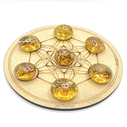 Pierres de citrine et grille de cristal en bois pour éliminer le stress et harmoniser le chakra