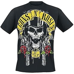 Guns N’ Roses Chapeau Haut De Forme Homme T-Shirt Manches Courtes Noir Regular/Coupe Standard - Les Beatles, Paul McCartney, John Lennon, RIngo Starr, George Harrison