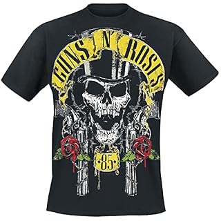 Guns N’ Roses Chapeau Haut De Forme Homme T-Shirt Manches Courtes Noir Regular/Coupe Standard - Les Beatles, Paul McCartney, John Lennon, RIngo Starr, George Harrison