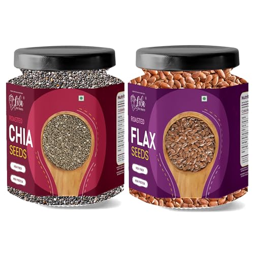 Image of LILA DRY FRUITS Roasted Chia Flax Seeds Combo Pack 200 Grams (100g x 2) | Daily Health Seed Mix | Crunchy Roasted Seeds for Everyday Use | Balanced Nutrition & Clean Snacking Perfect for Gifting