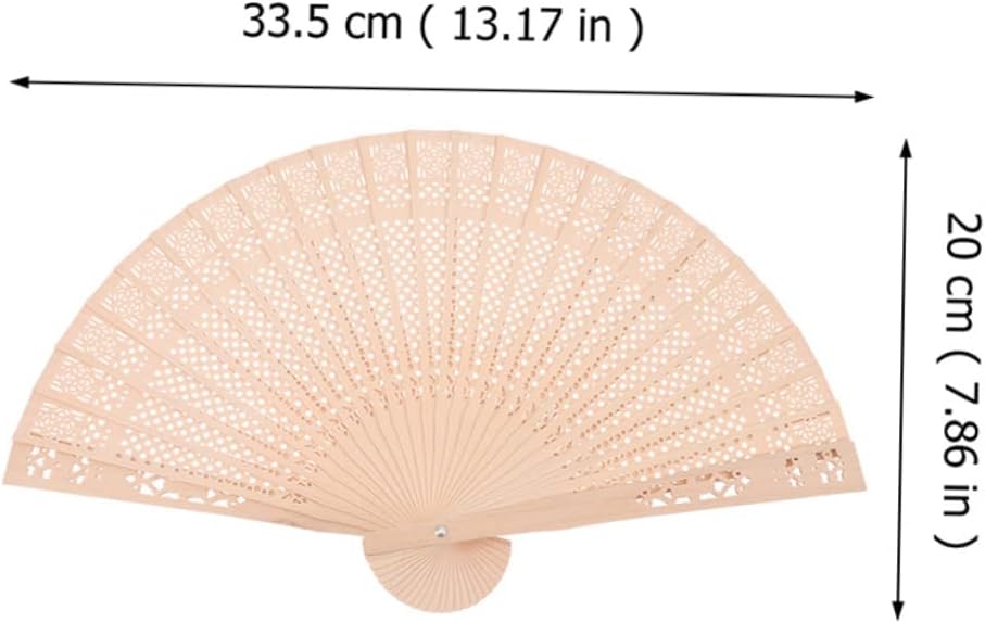Unomor 20pcs Wooden Folding Fans Vintage Hollow Design for Weddings Parties and Retro Handheld Fans Made of Premium