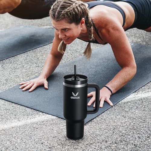 Image of Drinking Bottle with Straw, 1.2 L Thermal Mug with Handle, Leak-Proof