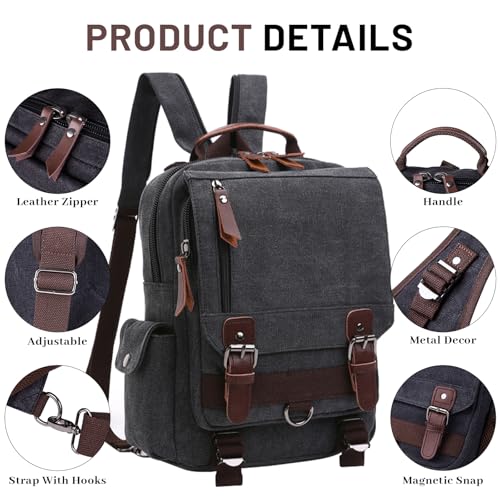 Image of mygreen Canvas Cross Body Messenger Bag Shoulder Sling Backpack Travel Rucksack