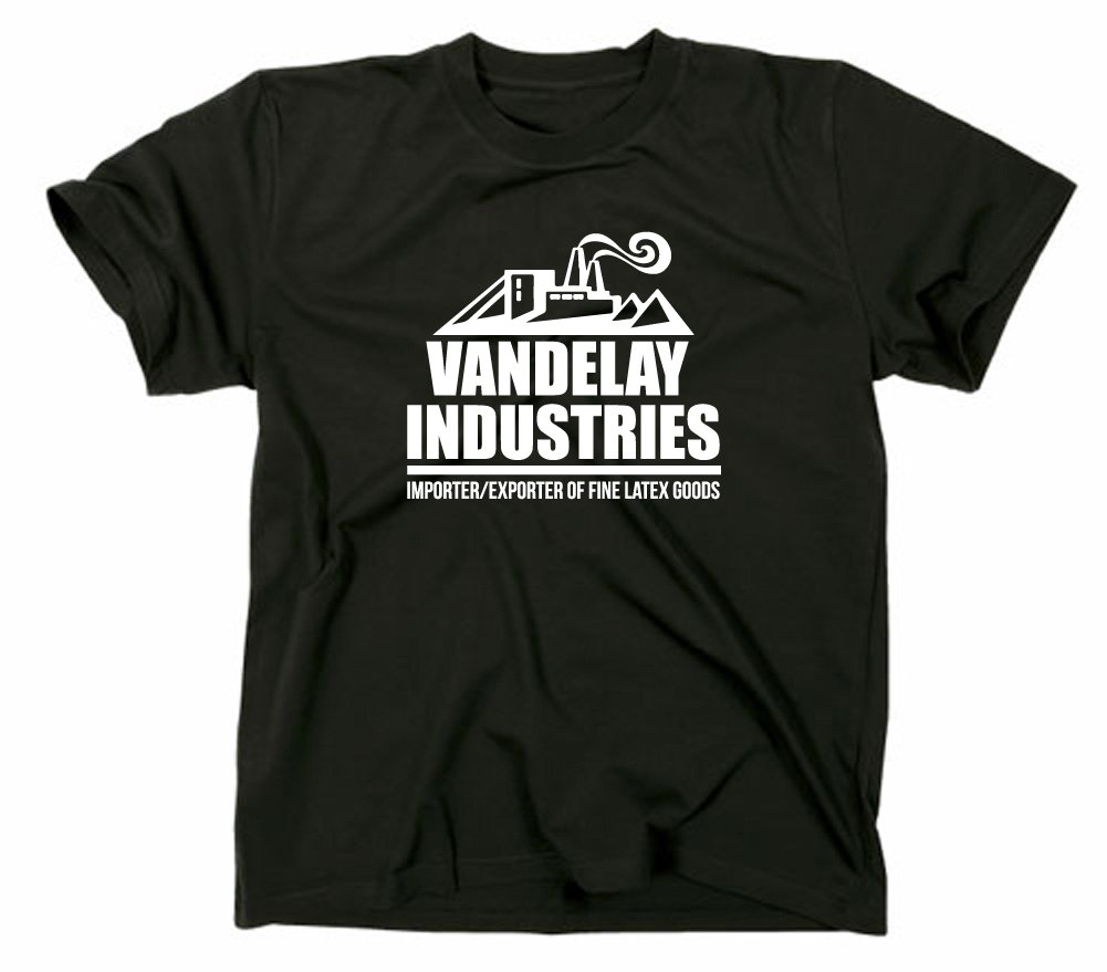 Styletex23 Men's Black Vandelay Industries T-Shirt, M,
