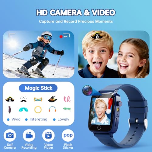 Image of Smart Watch for Kids with 26 Puzzle Games, HD Touch Screen Kids Watch, Camera, Music Player, Alarm Clock, Calculator, Pedometer, Learn Card - 12 /24hr Toys for Age 3-12 Year Old, Birthday Gift for Boys