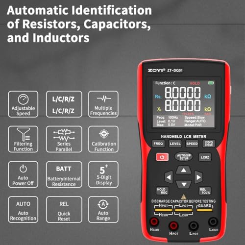 Pont LCR ZOYI ZT-DQ02 de précision 0.3% avec mesure ESR et fréquences 100Hz-100kHz