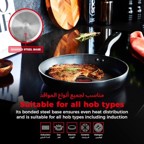 Image of Tower Cerasure Fry Pan with 3X Non-Stick Ceramic Coating for Low Oil Cooking, Quick & Even Heating, Gas & Induction Compatible, Aluminium Cookware, 1.5-Year Warranty (18 cm)