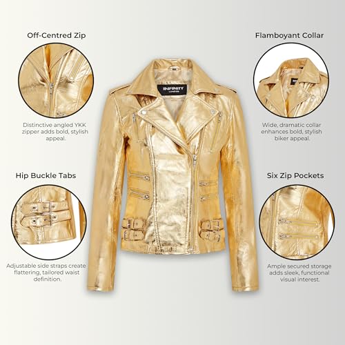 Ladies Retro 100% Nappa Leather Biker Jacket2