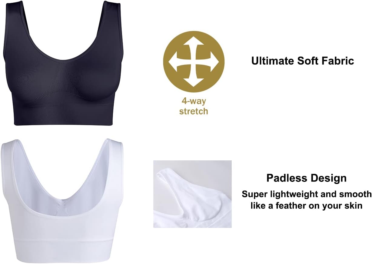 Women's Wireless Sleep Bras Unpadded Seamless Comfort Bras Throw-on Wirefree Bralettes 3 Pack - Image 3