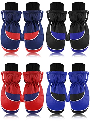 4 Pairs Kids Winter Snow Gloves Mittens Waterproof Warm Ski Gloves Windproof Children Ski Gloves For Boys Girls Cold Weather (Classic Style) #TOP6
