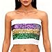 Womens Sparkling Sequins Mermaid Crop Tops Stretch Party Clubwear Bandeau Tube Top Trendy Y2K Going Out Concert Tops