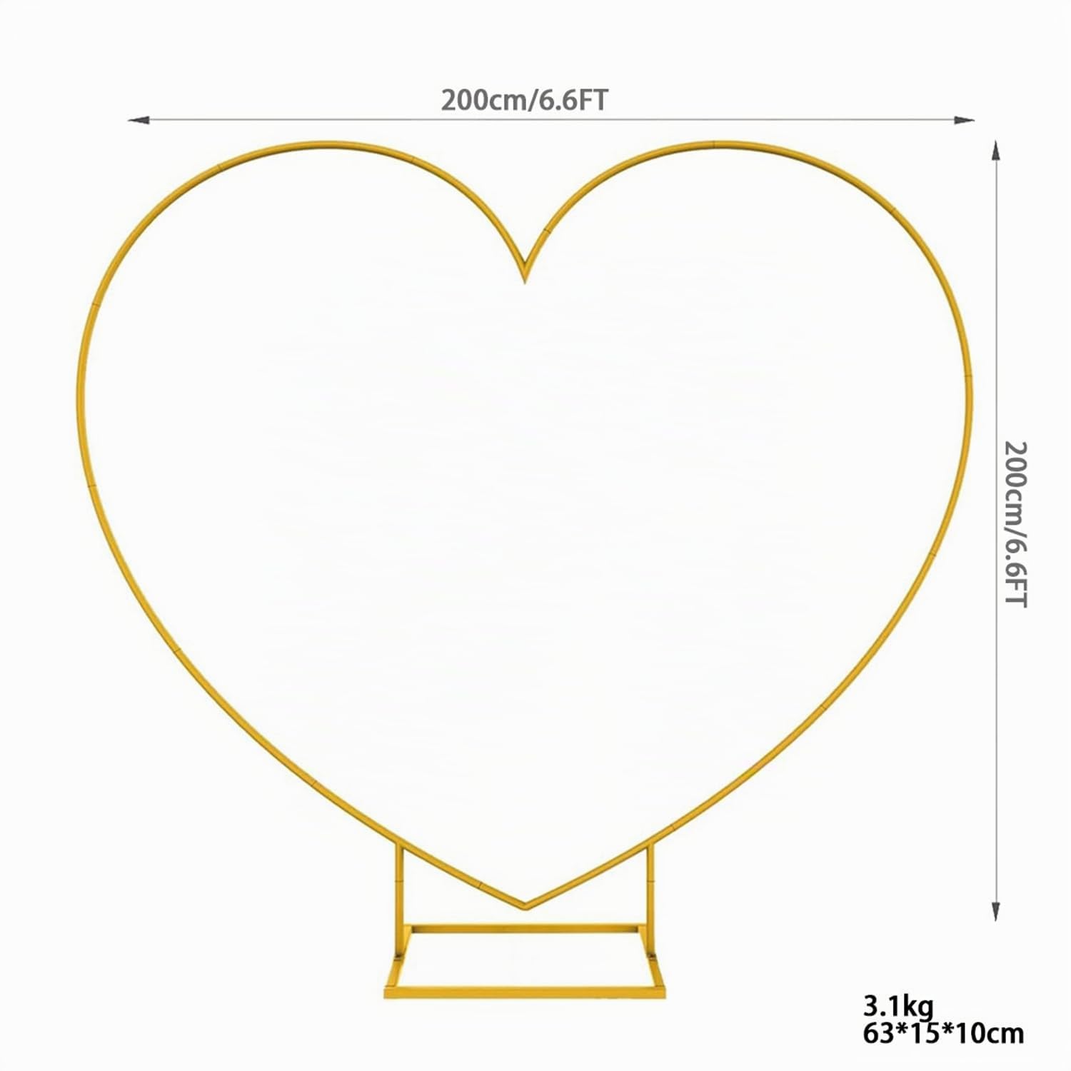Doré Arche De Mariage avec Base en T,Support d'Arche De Mariage,Heart Wedding Golden Arch Background Stand Metal pour Décoration De Fête d'anniversaire De Mariage Cérémonie/Mariage/Anniversaire/Fête