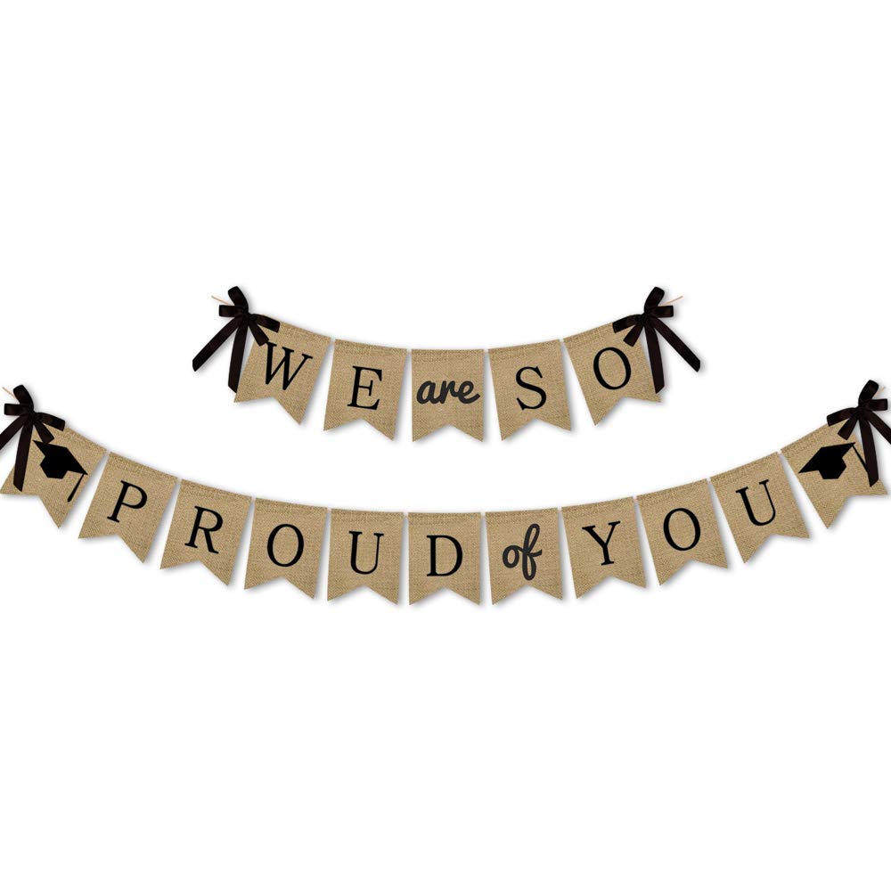 SWYOUN Burlap We are So Proud of You Banner 2026 Graduation Party Decoration Backdrop