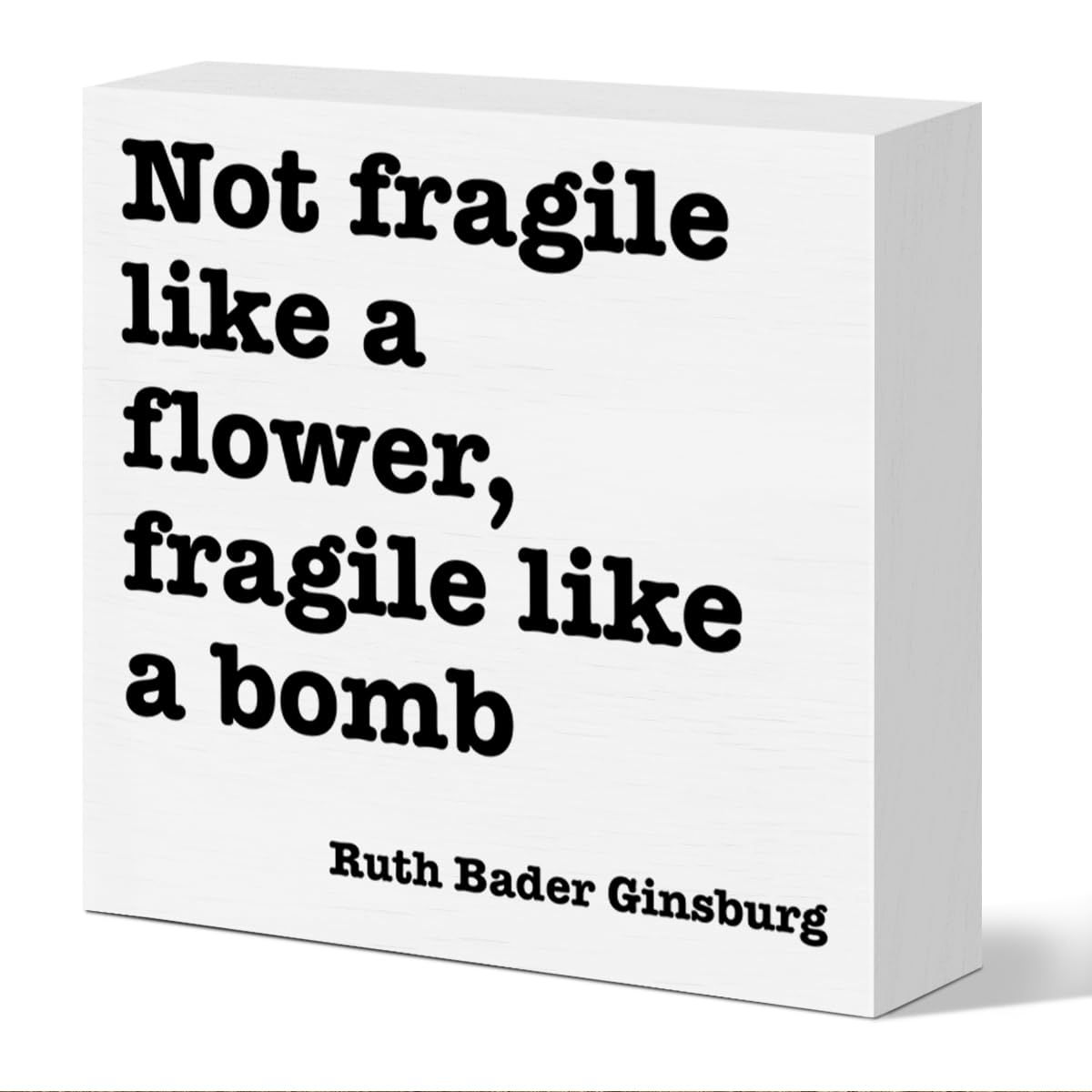 Feminist Gift Wooden Sign, Not Fragile Like a Flower Fragile Like a Bomb, Empowerment Strong Women Power Gifts Feminist Women's Rights Equality Desk Decor for Home Office Cubicle Girl Bedroom