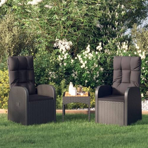 Xichuzi Sillones de jardín reclinables con Cojines 2 uds ratán PE Negro, Sillas Terraza Exterior, Sillas Exterior, Muebles Jardin Exterior - 319545