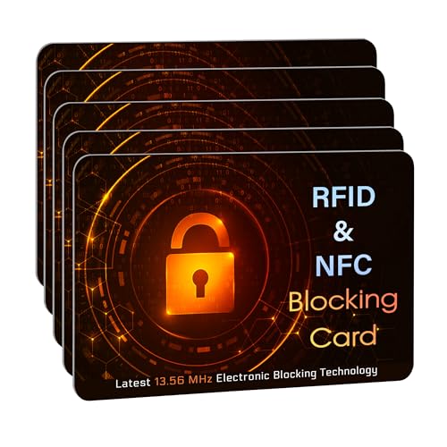 SaiTech IT 5 PK RFID Blocking Cards Protect Your Entire Wallet, Purse, and Cards from NFC Contactless Theft Wallet for Men & Women - Orange Black (5 Pack SL)