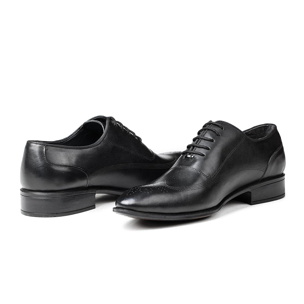 Ducavelli Elegantes zapatos clásicos con cordones de cuero genuino para hombre, Negro , 41 EU