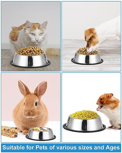 Katzennäpfe und Katzenschüssel Set, 4 Stück rutschfeste Edelstahlnapf, Fressnapf und Wasserschale für Katzen, rutschfeste Fütterungsschüssel