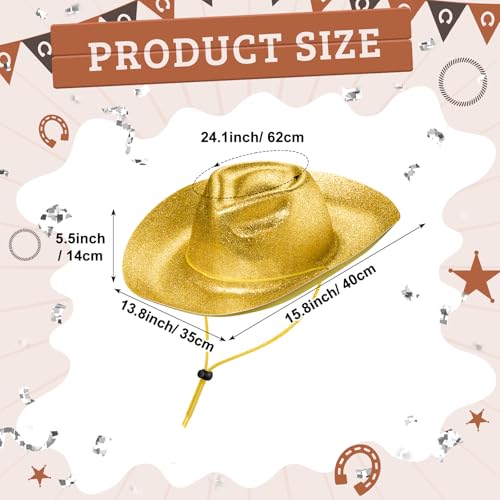 Image of Shyyween 24pcs Sparkly Western Cowgirl Hats for Adult Bulk Glitter Cowboy Hat Adjustable for Men Women Bachelor Western Party