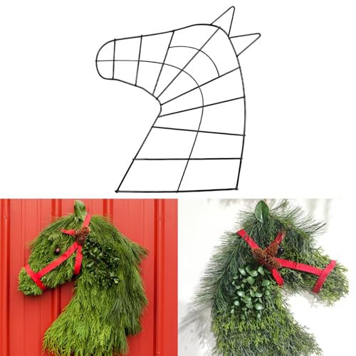 15 Metal Horse Head Wreath Frame Wire Xmas Garland Rings for DIY Christmas New Year Party Home Wall Door Farmhouse Decor Outdoor Ornaments