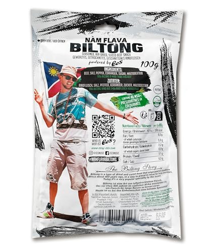 Nam Flava - Das Original Biltong aus Namibia - 100g (Trockenfleisch/Beef Jerky)