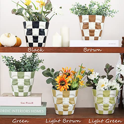 Gugugo Checkered Face Planters Pots Head, Unique Plant Pots, Eclectic Head Planter For Indoor Plants With Drainage, Cute Funky Flower Pot Heads As Room Decor Aesthetic For Modern Home, Green #TOP6