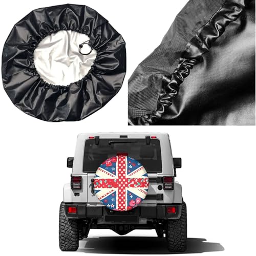 Image of Dujiea Cute British Flag Spare Tire Cover, Universal Wheel Tire Cover Waterproof Dust-Proof Tire Protectors for Trailer Rv SUV Truck Camper and Many Vehicle 14 15 16 17 Inch