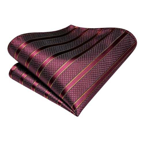 Image of Hi-Tie Men's Tie Lapel Pin Set Pocket Square Cufflinks Formal Woven Silk Tie Sets Wedding Party